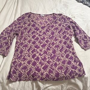 Jacqueline Smith, tan and purple Patterned Women's Top
